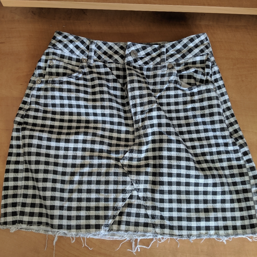Top shop black checkered skirt